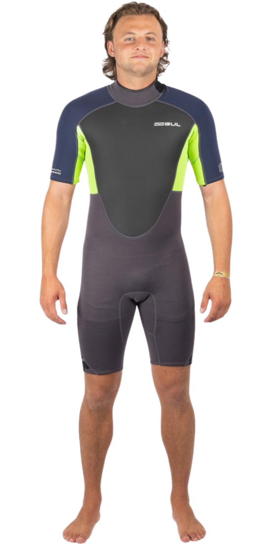 2025 Gul Mens Response 3/2mm Back Zip Shorty Wetsuit RE3319-C1 - Grey / Sulphur